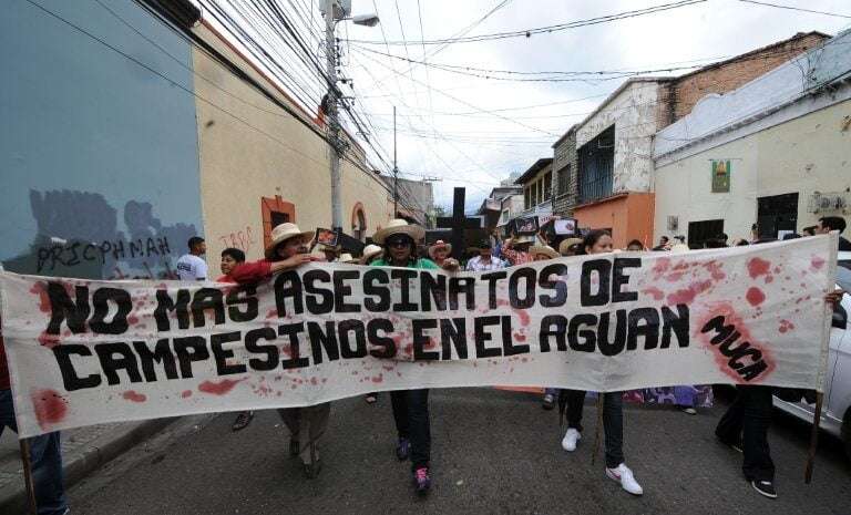 Movimiento campesino denuncia ola de violencia en el Bajo Aguá,n, Honduras.