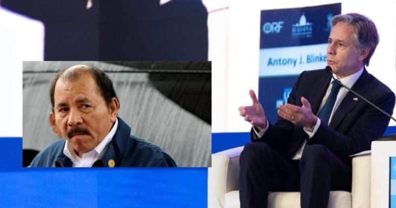 El secretario de Estado, Antony Blinken (der) anunció nuevas sanciones a funcionarios de Daniel Ortega.