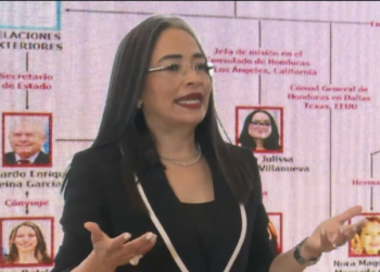 Gabriela Castellanos, del CNA, cuando denunciaba en mayo pasado el nepotismo de Xiomara Castro.