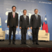 El ministro taiwanés de Relaciones Exteriores Joseph Wu, el primer ministro taiwanés, Chen Chien-jen y el embajador de Guatemala Oscar Adolfo Padilla Lam.