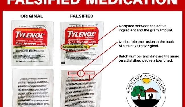 Belice advierte de lote de Tylenol falso que se vende en el país