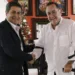 Juan Orlando Hernández y Alejandro Giammattei juntos en una foto de archivo de 2020.
