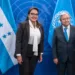 Xiomara Castro, presidenta de Honduras, y António Guterres, secretario general de la ONU.
