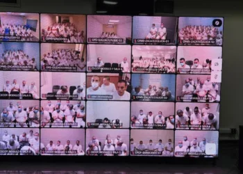 Los cabecillas de la Mara Salvatrucha en la audiencia virtual desde los penales donde están recluidos./Foto Fiscalía salvadoreña