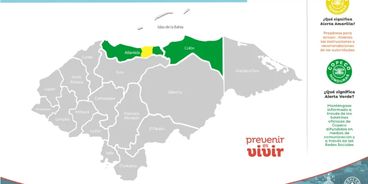 Declaran alerta amarilla en el Caribe de Honduras por lluvias