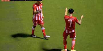 Byron Bonilla del Real Estelí celebra su gol.