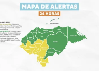 Alerta Amarilla por lluvias en 8 departamentos de Honduras y Alerta Verde en los otros diez