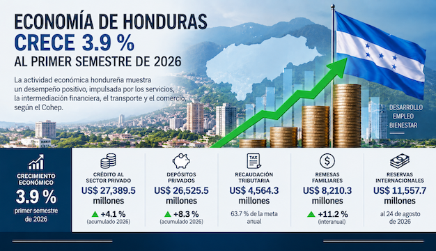 Economía hondureña creció un 3.9 % al primer semestre del año